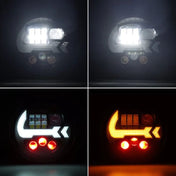 These Jeep JK LED headlights are equipped with red mood lights for 4 lighting modes: High Beam, Low Beam, White Halo, and Turn Signal.