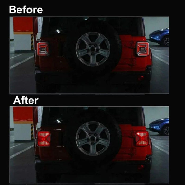 Upgrade to LED with Jeep JL Tail Lights, replacing previous halogen models.