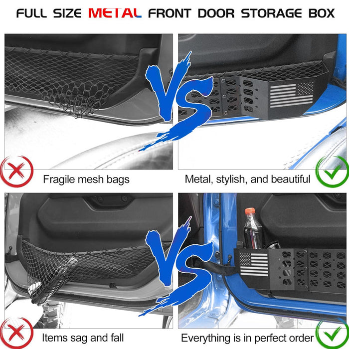 Metal Jeep Storage Box Front Side Door for 2018-Later Wrangler JL JLU & Gladiator JT