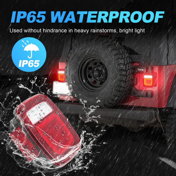 Set Of 2 LED Tail Lights For Jeep Wrangler TJ, CJ, YJ – Clear Lens, Plug-and-Play Upgrade!