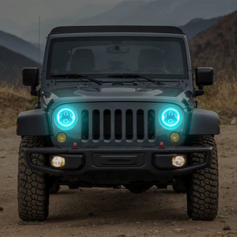 Discover the ultimate upgrade for your Jeep Wrangler JK with our LED headlights featuring RGB halos.