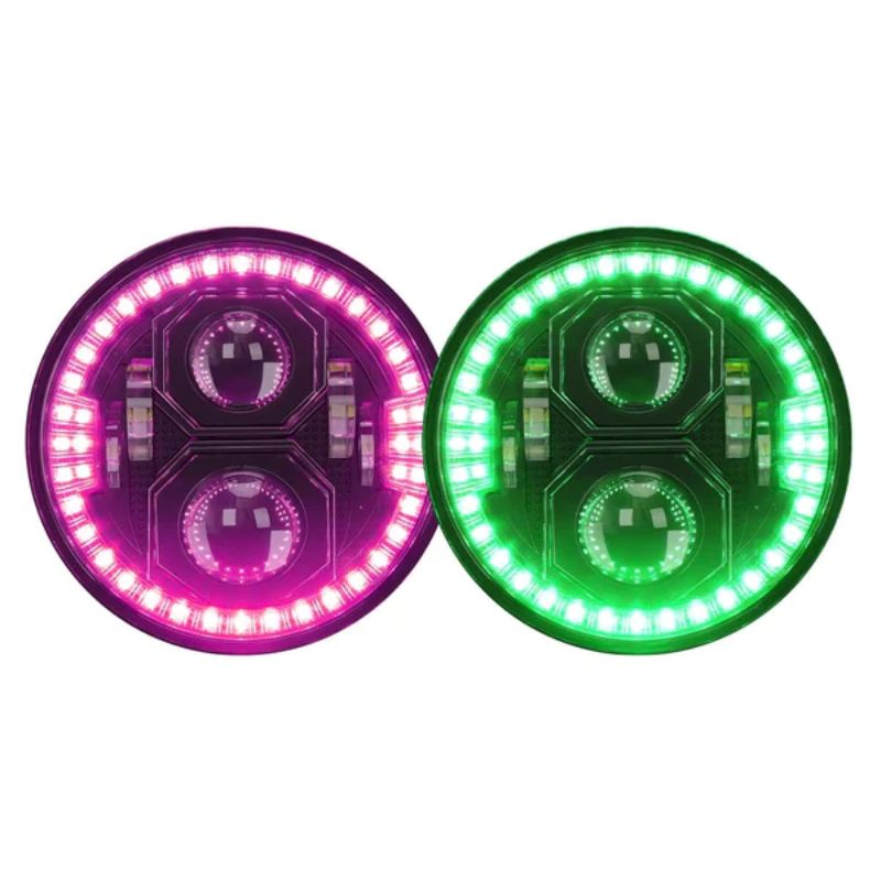 Upgrade your Jeep Wrangler headlights with a dynamic RGB halo, allowing you to choose the perfect color to complement your model