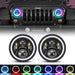  Enhance Jeep Wrangler JK headlights with RGB halo angel eyes, amber turn signals, and multi-color versatility.