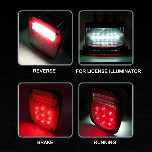 The Jeep YJ Tail Lights offer four lighting modes, serving as Running, Brake, Reverse backup, and license plate lights.