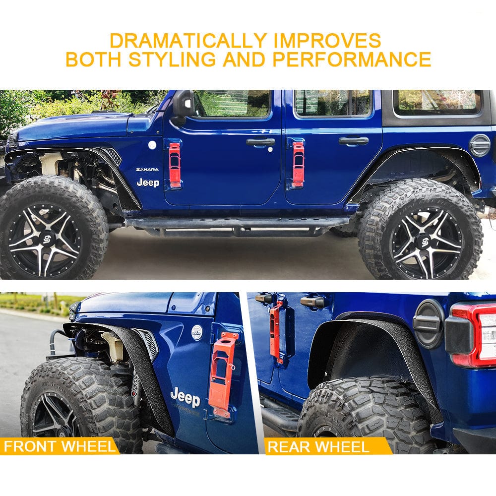 SUPAREE.COM Jeep Accessories Jeep Grind Series Steel Fender Flare Kit for 2018+ Wrangler JL JLU Product description