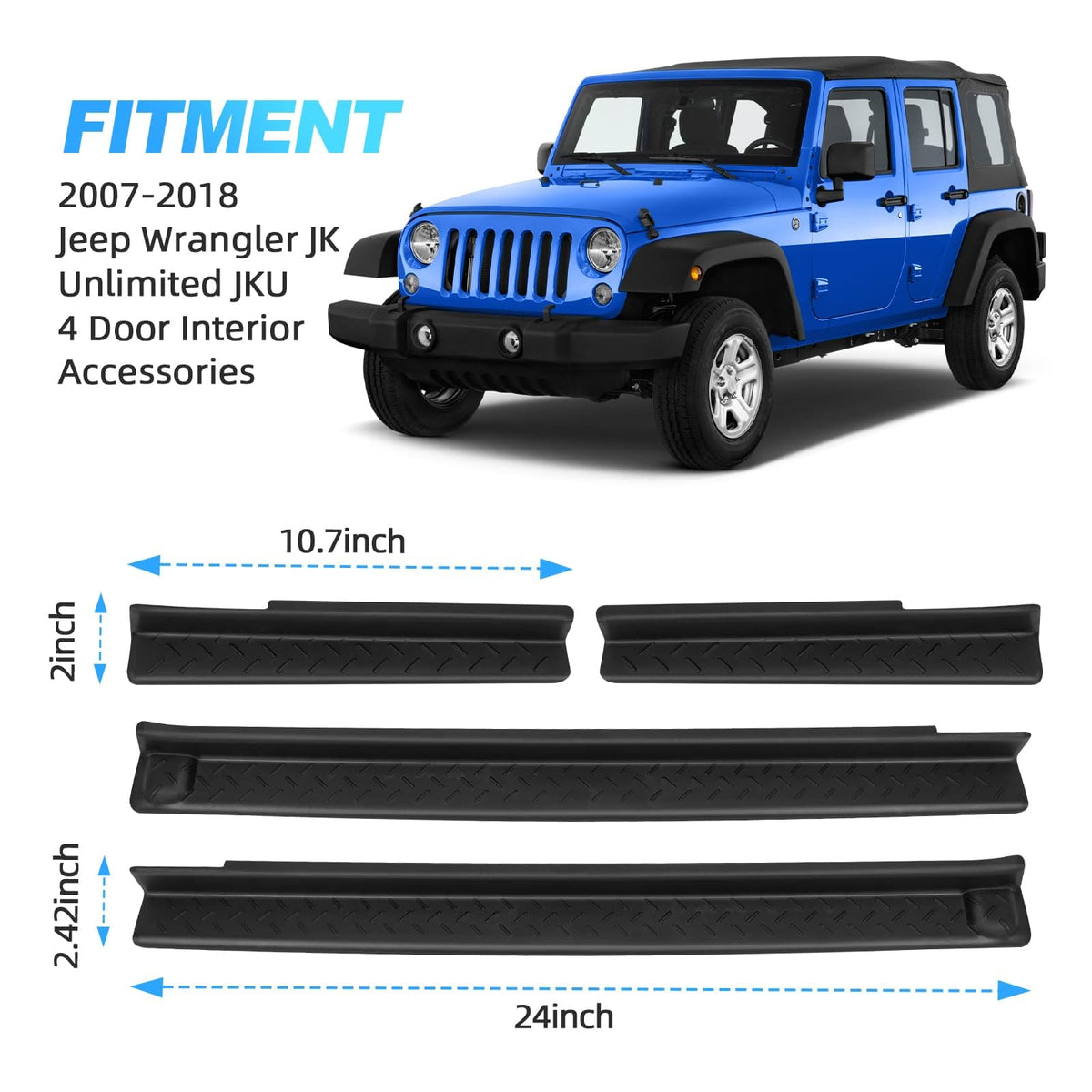 Suparee Jeep Wrangler Door Sill Guards for 20072018 JK JKU