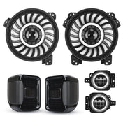 SUPAREE.COM Jeep Combo Suparee 9" Jeep LED RGBW Headlights & RGB Halo Fog Lights & LED Tail Lights for JL JLU Product description