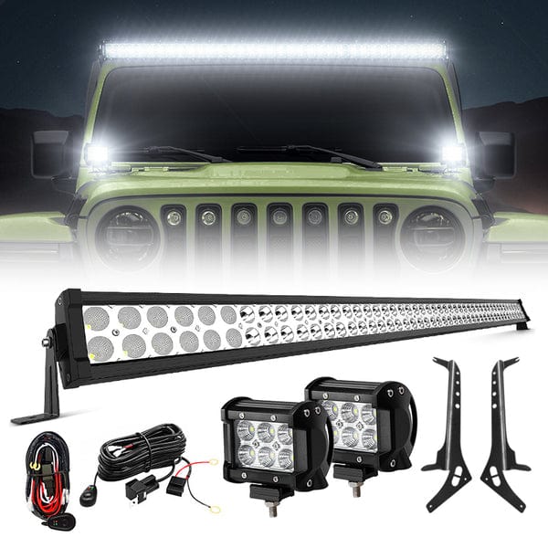 SUPAREE.COM Jeep Combo Suparee Jeep Wrangler 52" Light Bar & Work Lights& & All Brackets for 2018+ JL JLU Product description