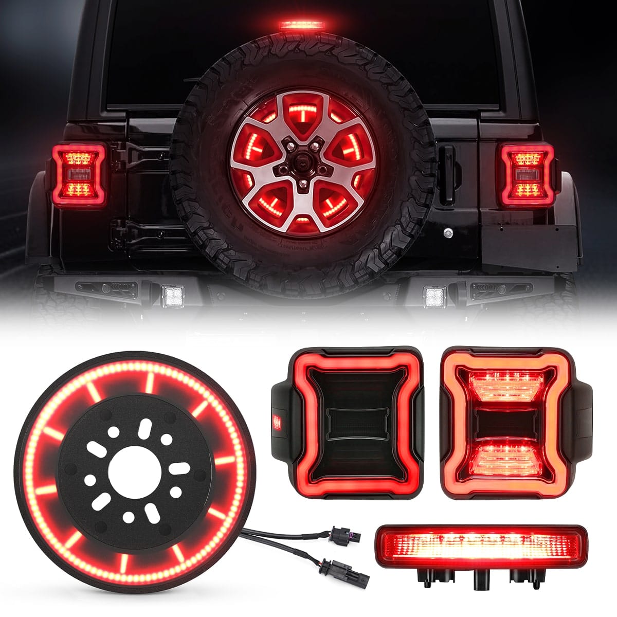 Suparee Jeep JL LED Tail Lights with Spare Tire light & Brake