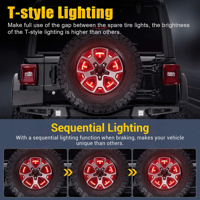 SUPAREE.COM Jeep Combo Suparee Jeep Wrangler LED Tail Lights with Spare Tire light & 3rd Brake Light Set for JL Product description