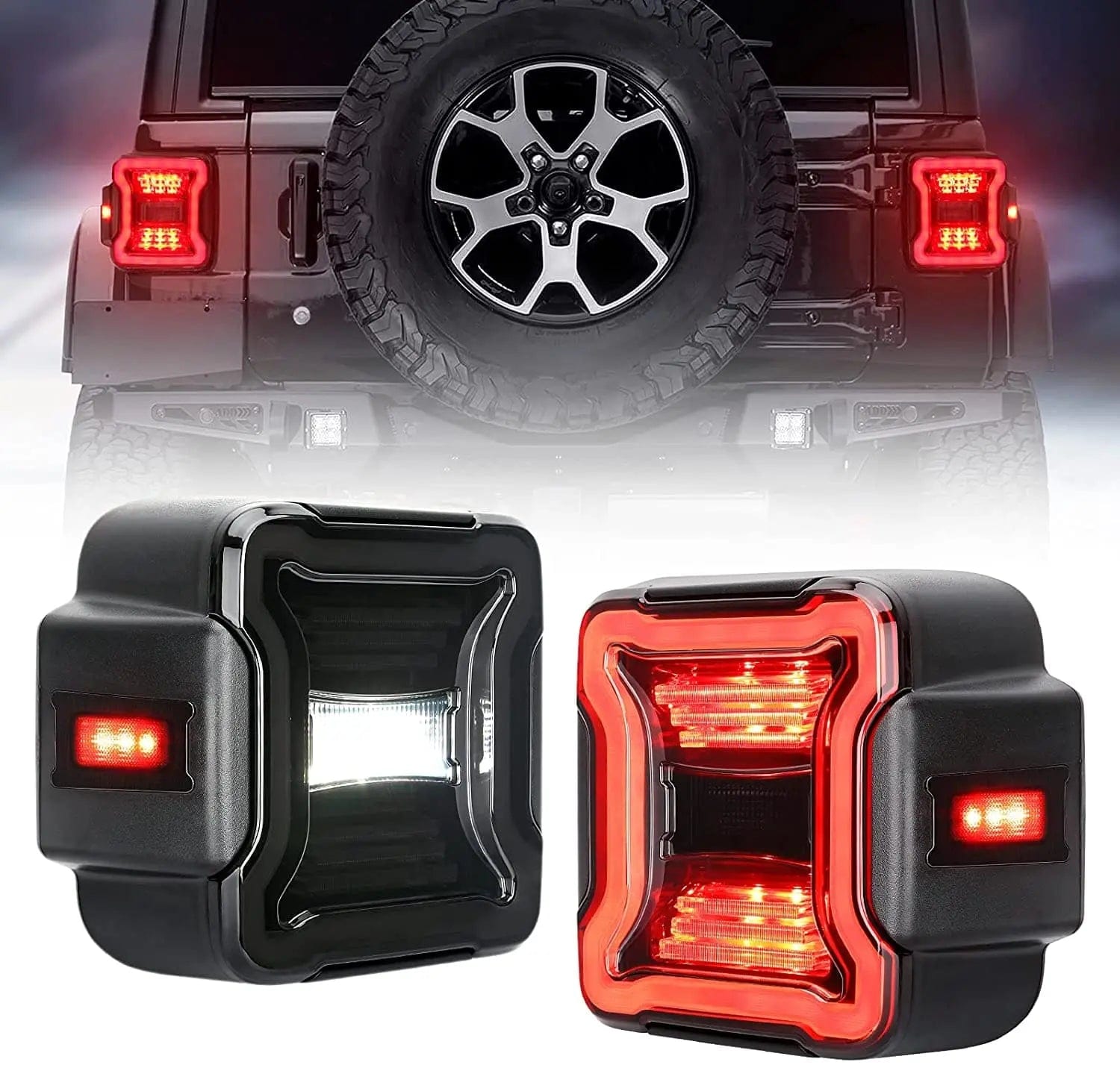 SUPAREE.COM Jeep Combo Suparee Jeep Wrangler LED Tail Lights with Spare Tire light & 3rd Brake Light Set for JL Product description