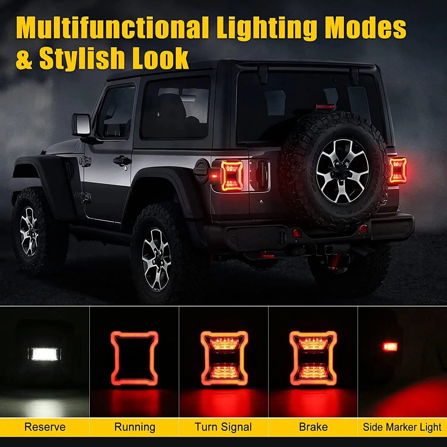 Jeep Gladiator Tail Lights LED Tail Lights For Jeep Wrangler JL/JLU 2018-2023 - Smoked Lens S-Shaped Design With DOT Approval Jeep JL Upgrades