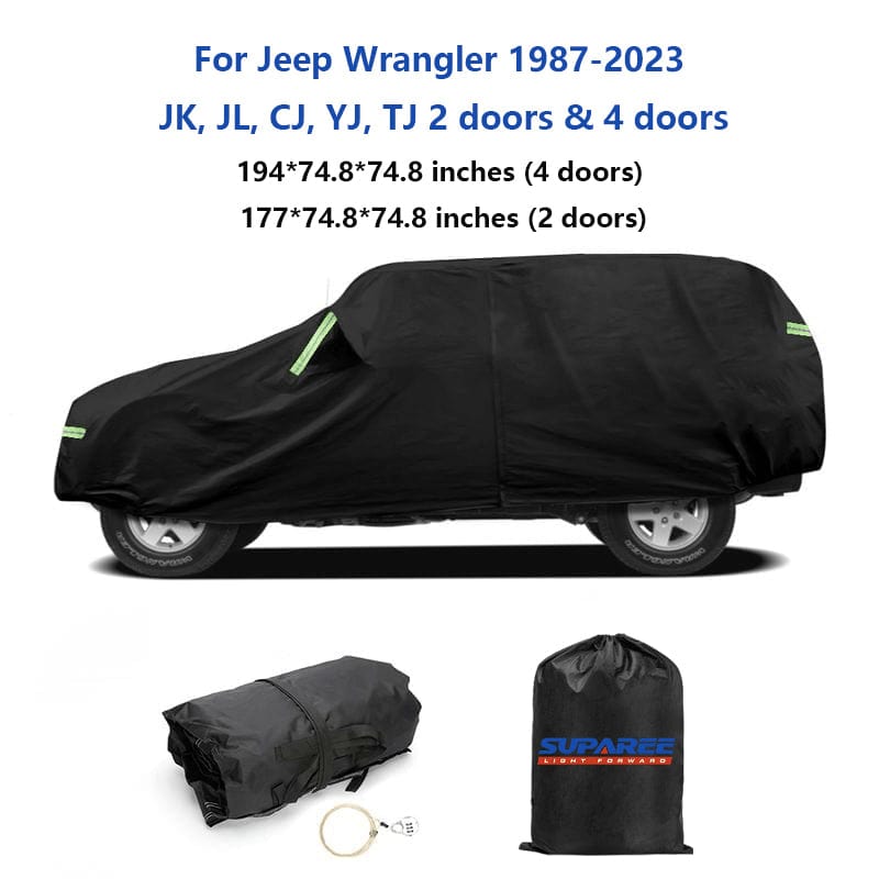 SUPAREE.COM Jeep Cover Suparee Jeep Rain Cover Waterproof for 1987+ Wrangler JK JL CJ YJ TJ JT Product description