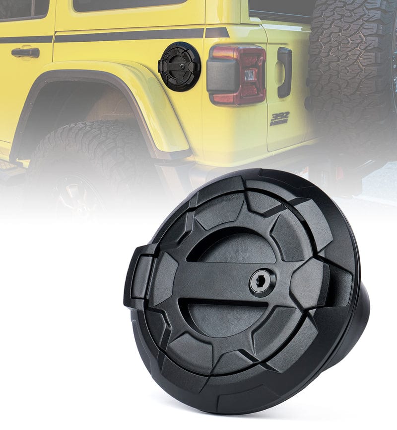 SUPAREE.COM Jeep Gas Cap Cover Simulated Key Latch Jeep Wrangler Gas Cap Cover with Bedrock Series for 2018-Later JL JLU Product description