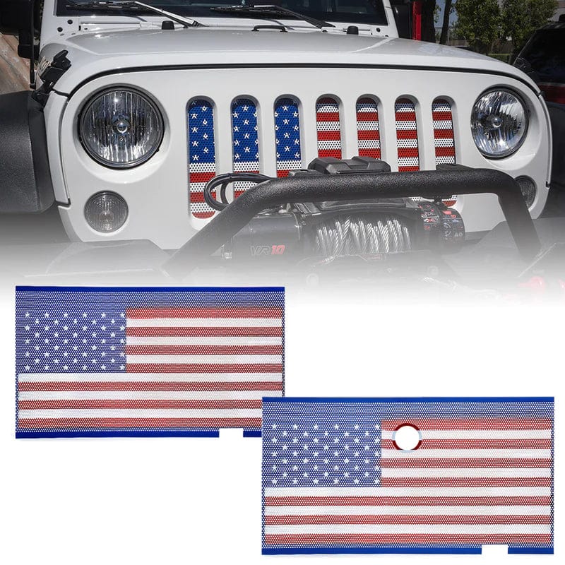 SUPAREE.COM Jeep Grille Jeep Grille Insert with American Flag For 2007-2018 Jeep Wrangler JK Product description
