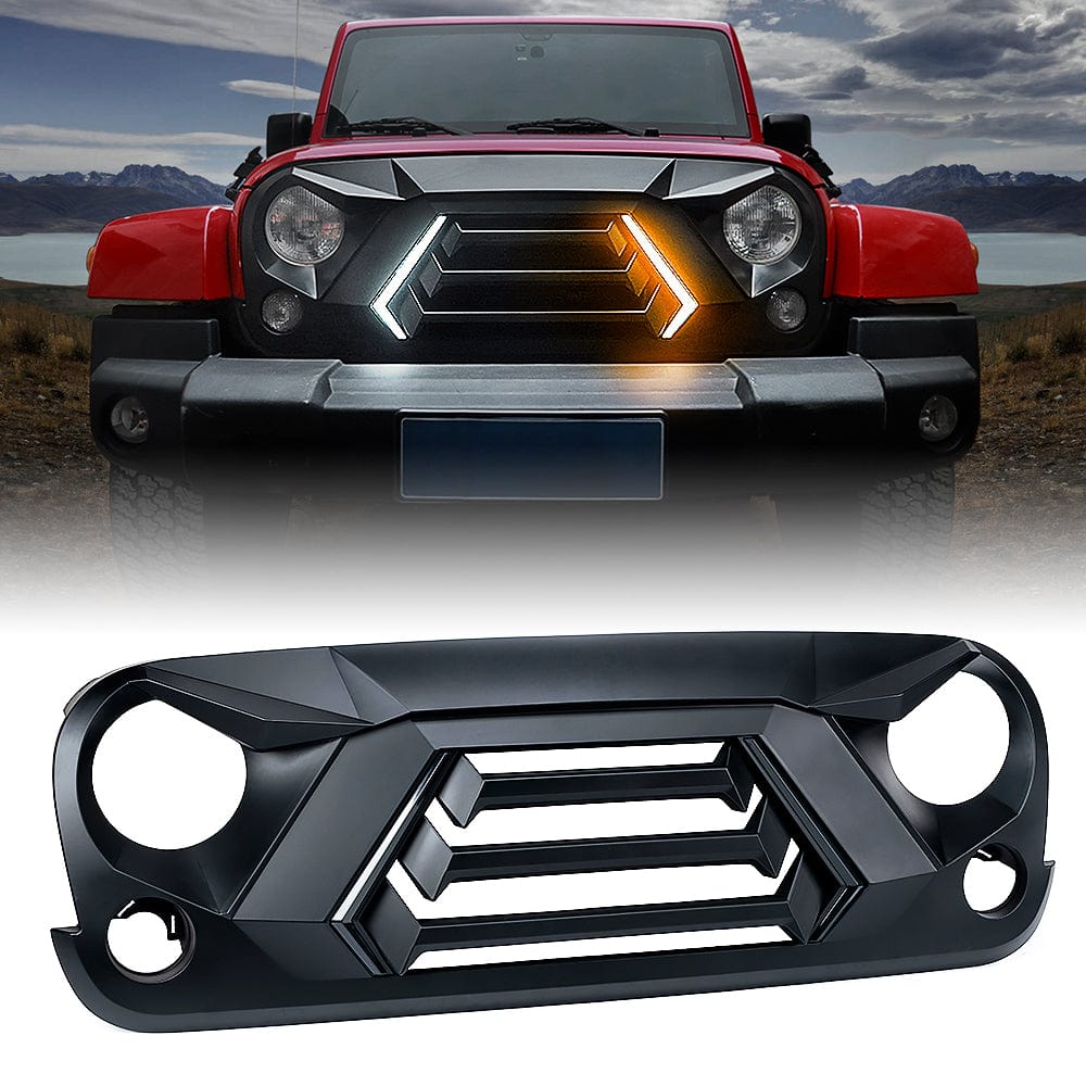 SUPAREE.COM Jeep Grille Jeep Wrangler Angry Grille Vader Series with Turn Signal for JK JKU Product description