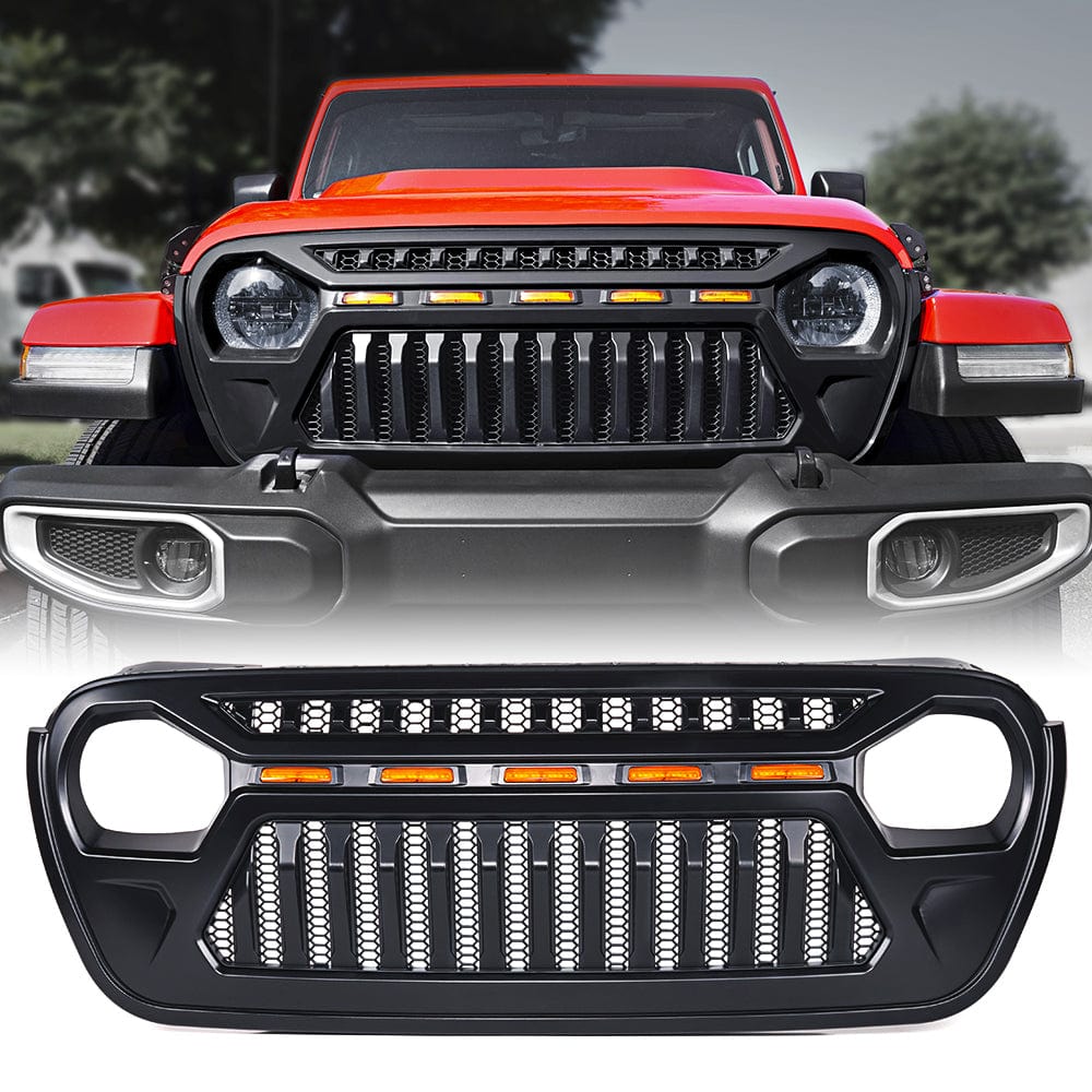 SUPAREE.COM Jeep Grille Jeep Wrangler Grille Classic Style with Amber LED Lights for Jeep JT/JL Product description