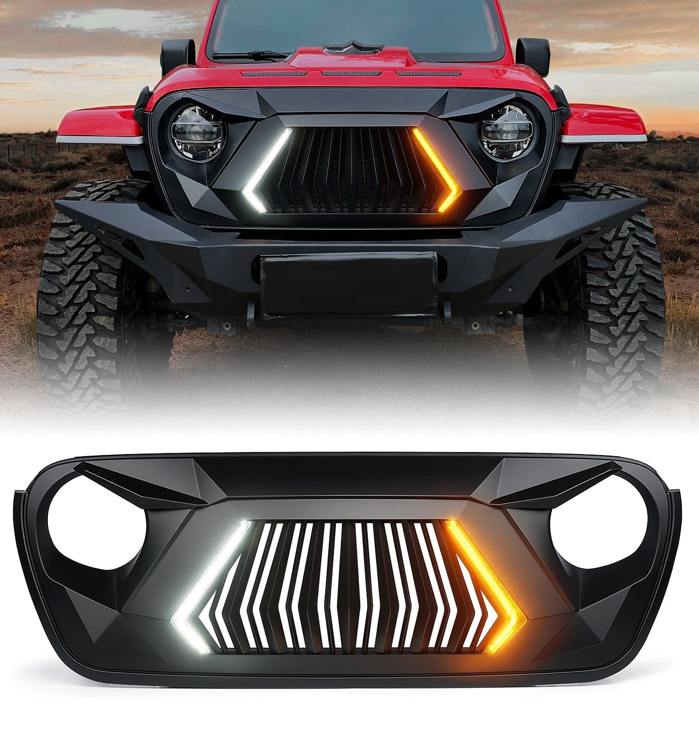 SUPAREE.COM Jeep Grille Jeep Wrangler Grille with Turn Signal Lights for 2018-Later JL JLU Product description