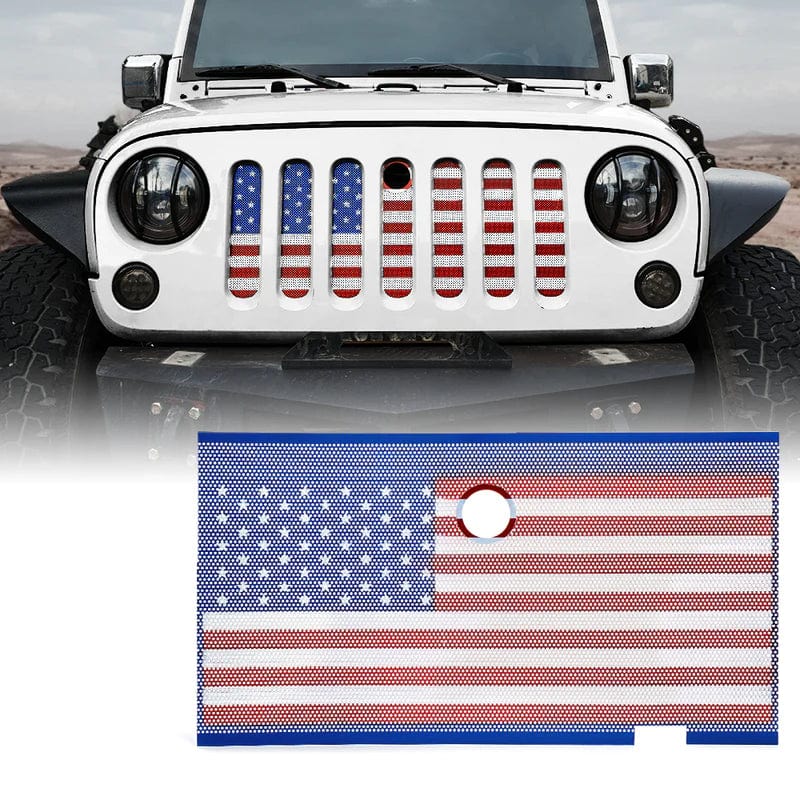 SUPAREE.COM Jeep Grille With Lock Hole Jeep Grille Insert with American Flag For 2007-2018 Jeep Wrangler JK Product description