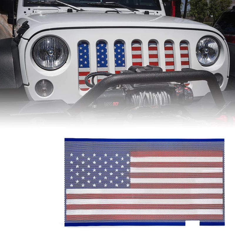 SUPAREE.COM Jeep Grille Without Lock Hole Jeep Grille Insert with American Flag For 2007-2018 Jeep Wrangler JK Product description