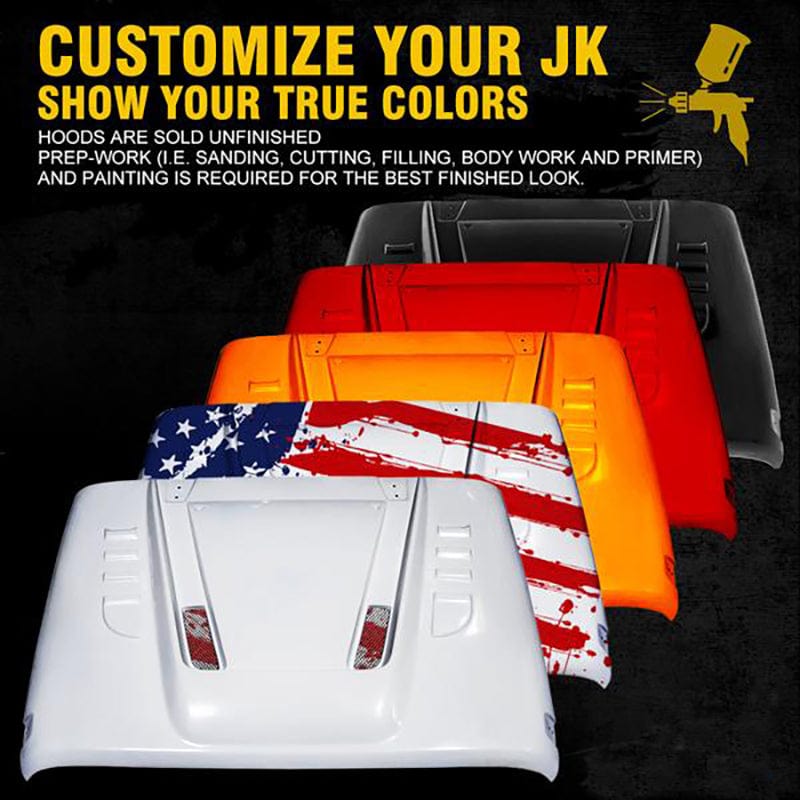 SUPAREE.COM Jeep Hood Jeep Fiberglass Hood Transformer Series for 2007-2018 Wrangler JK JKU Product description