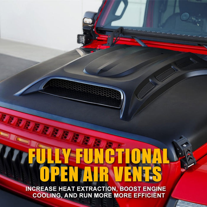 SUPAREE.COM Jeep Hood Jeep Hood Piranha Series with Functional Air vents for Wrangler JL & Gladiator JT Product description