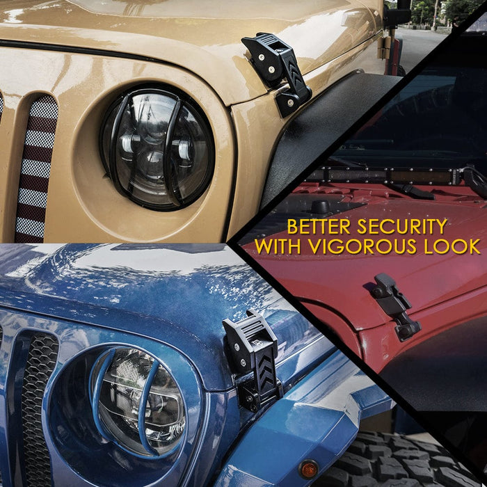 Jeep Hood Latches Black Aluminum Kit For JK JKU JL JLU JT