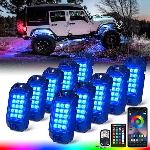 SUPAREE.COM LED Rock Light 10 PCS Offroad RGB LED Rock Lights Kit with Remote Control & Bluetooth Product description