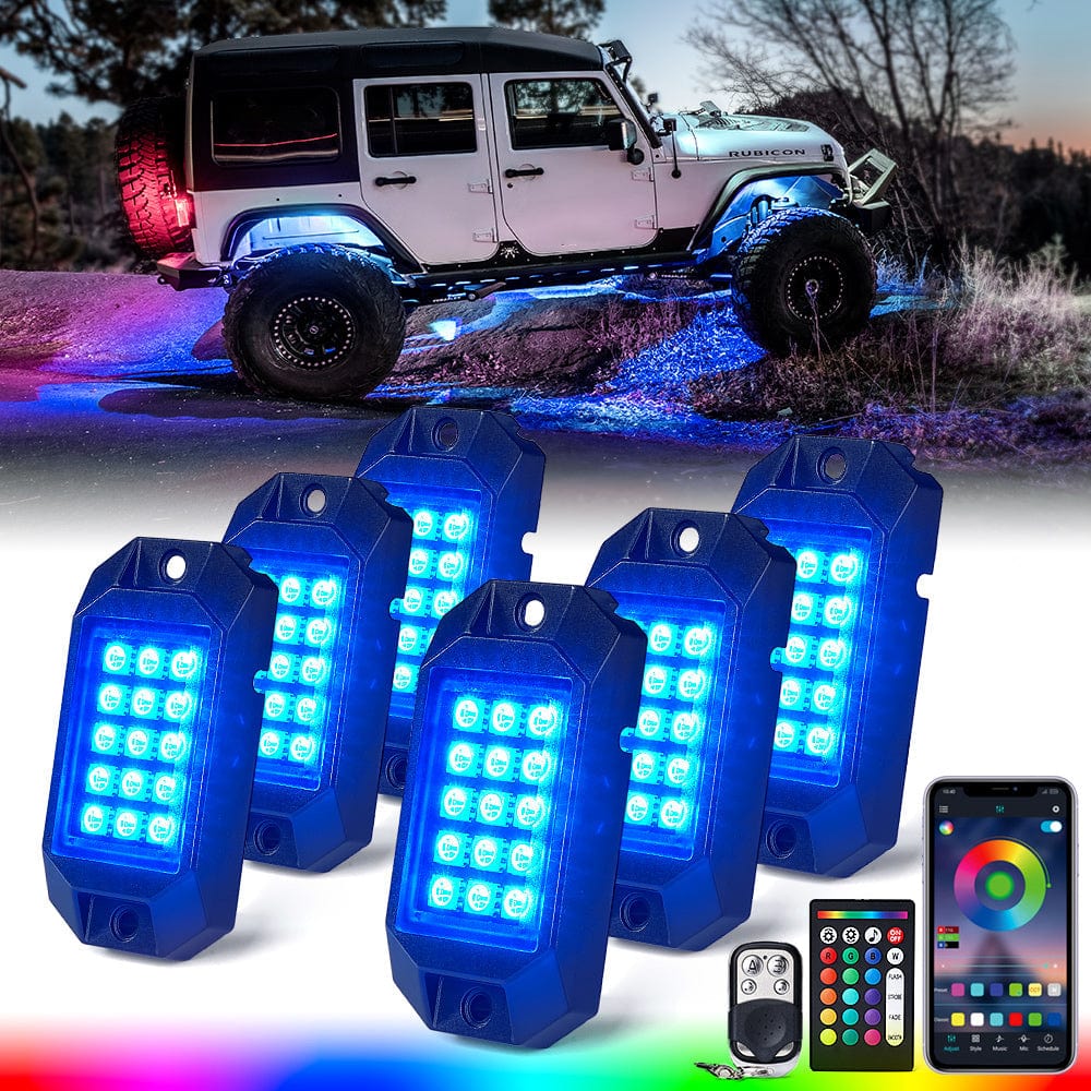 SUPAREE.COM LED Rock Light 6 PCS Offroad RGB LED Rock Lights Kit with Remote Control & Bluetooth Product description