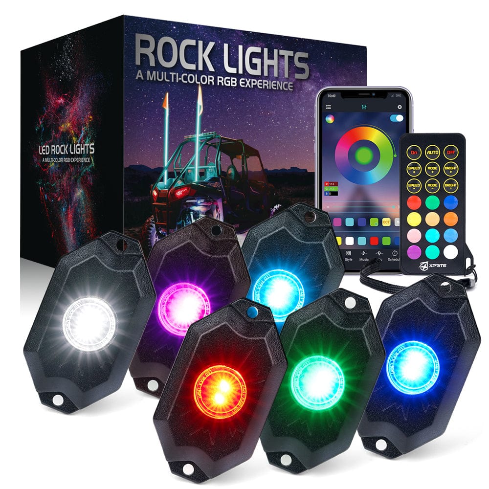 SUPAREE.COM LED Rock Light 6 PCS Offroad RGBW LED Rock Lights Kit Trophy Series with Bluetooth Control Product description