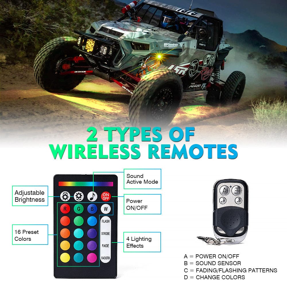 SUPAREE.COM LED Rock Light Offroad RGB LED Rock Lights Kit with Remote Control & Bluetooth Product description