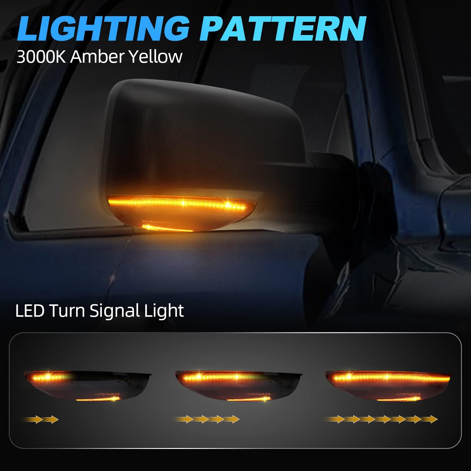 SUPAREE Dodge Brake Light SUPAREE Sequential Switchback LED Side Mirror Turn Signal Light for 2009-2018 Dodge Ram Product description