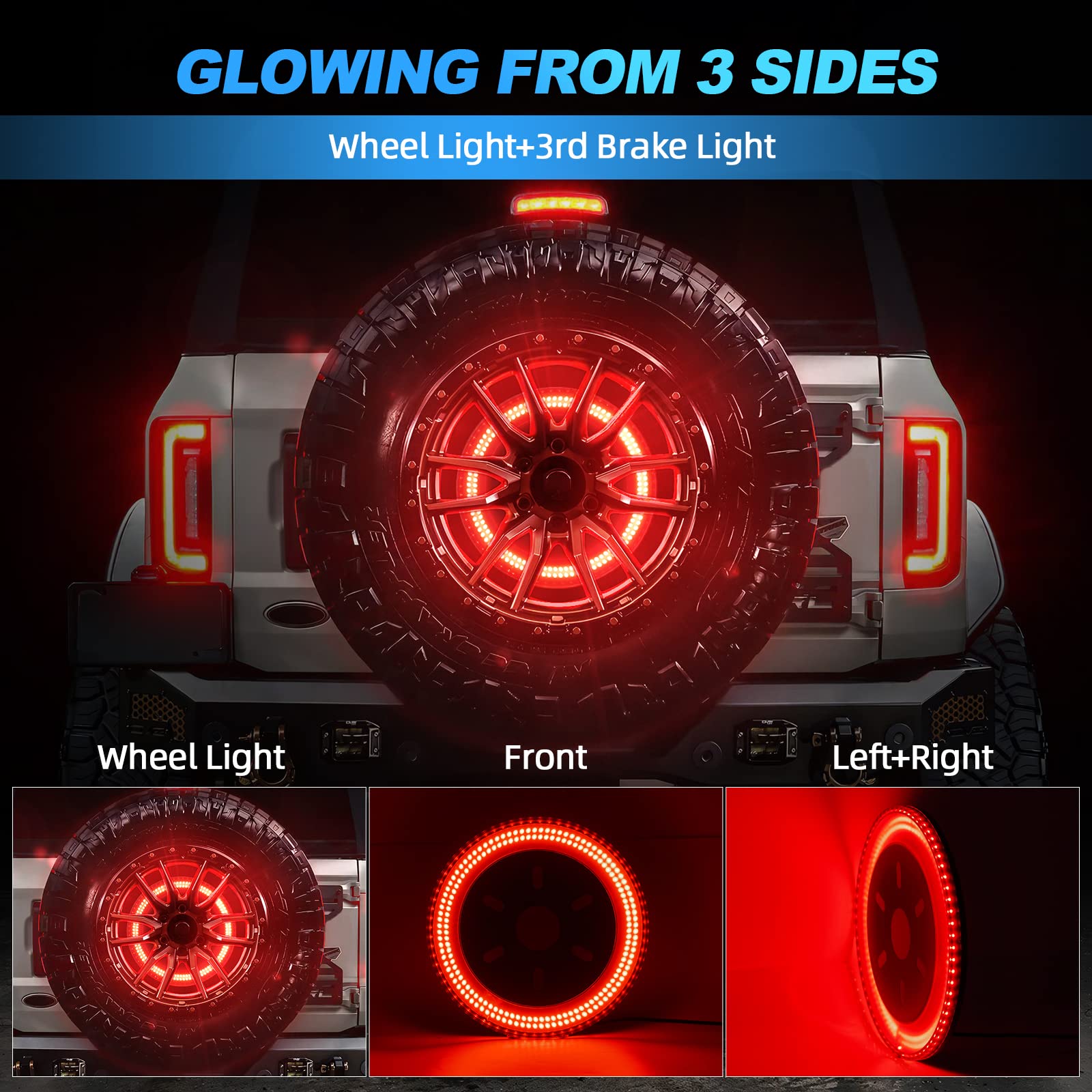 SUPAREE Ford Brake Light Ford Bronco Spare Tire Light 3-Sided with Plug-N-Play for 2021 2022 2023 Product description