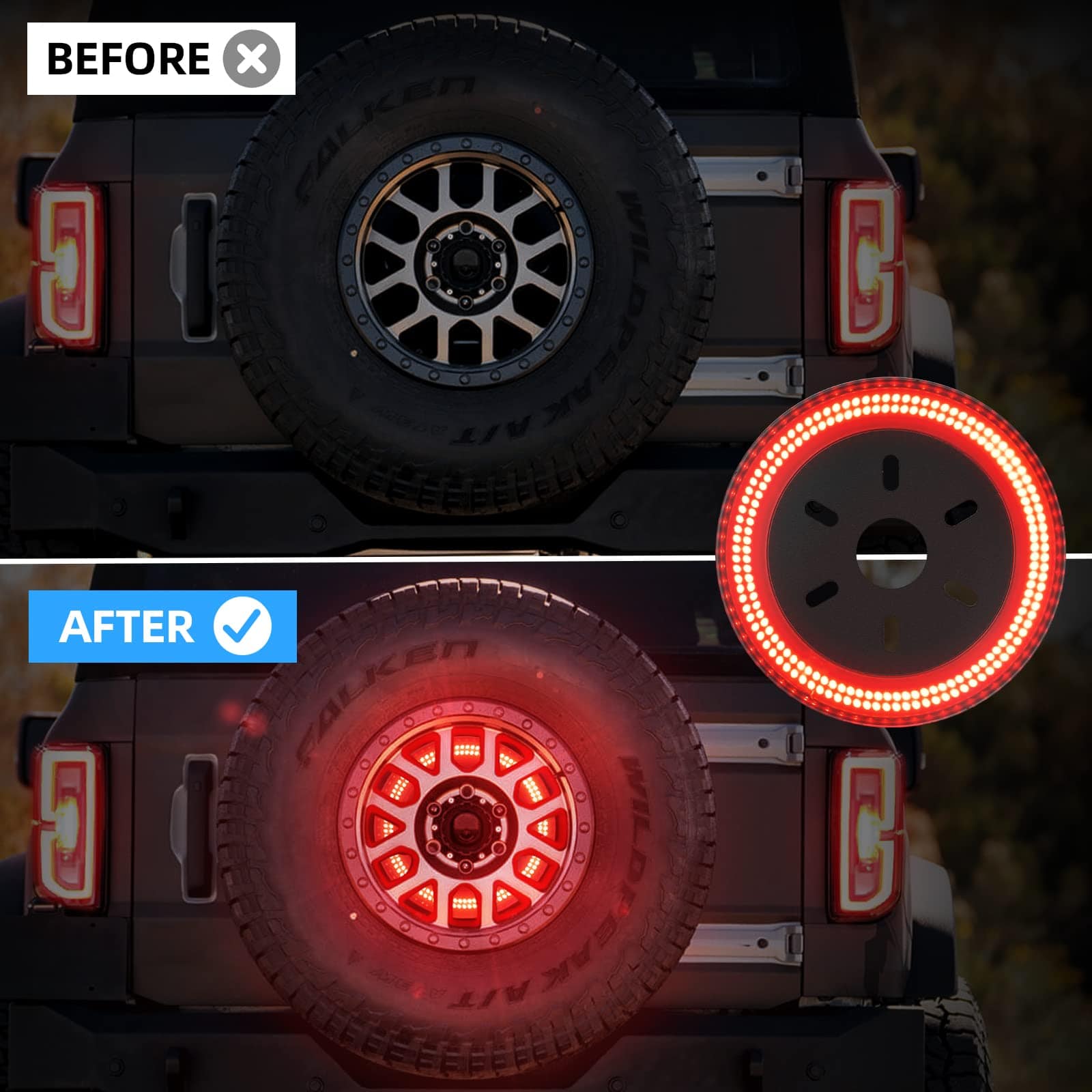 SUPAREE Ford Brake Light Ford Bronco Spare Tire Light 3-Sided with Plug-N-Play for 2021 2022 2023 Product description