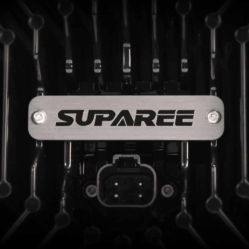 Rear view of the SUPAREE HELM 7, featuring a removable SUPAREE brand nameplate and sealed wiring connectors.