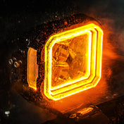 suparee hyper 5-inch ip68 waterproof led pod light with amber stepped halo and water spray effect