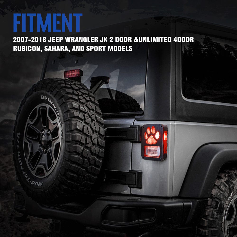 SUPAREE Jeep Accessories Jeep Tail Light Guard Cover with Paw Print for 2007-2018 Wrangler JK JKU Product description