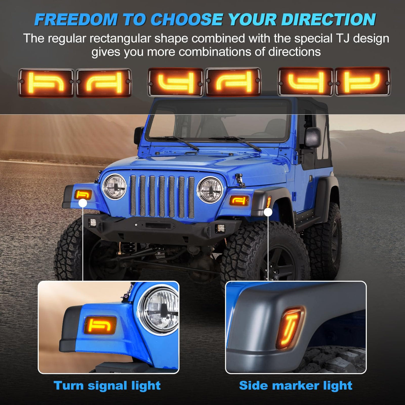 ECOTRIC Side Marker & Signal Lights Compatible with 1997-2006 Jeep ECOTRIC Side Marker & Signal Lights Compatible with 1997-2006 Jeep