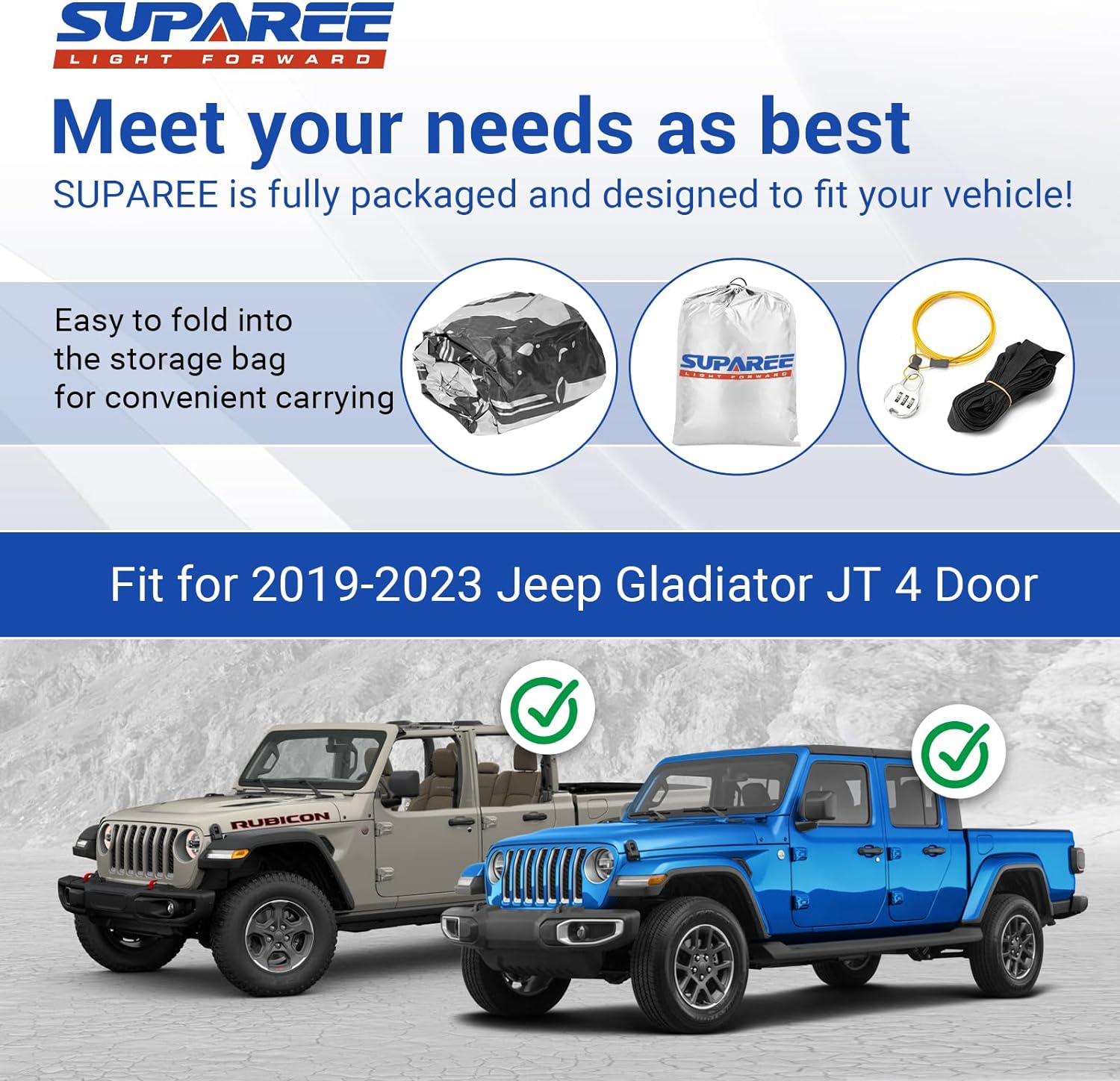 SUPAREE Jeep Cover Suparee Jeep Gladiator Full Cover Waterproof for 2020-Later JT 4 Door Product description