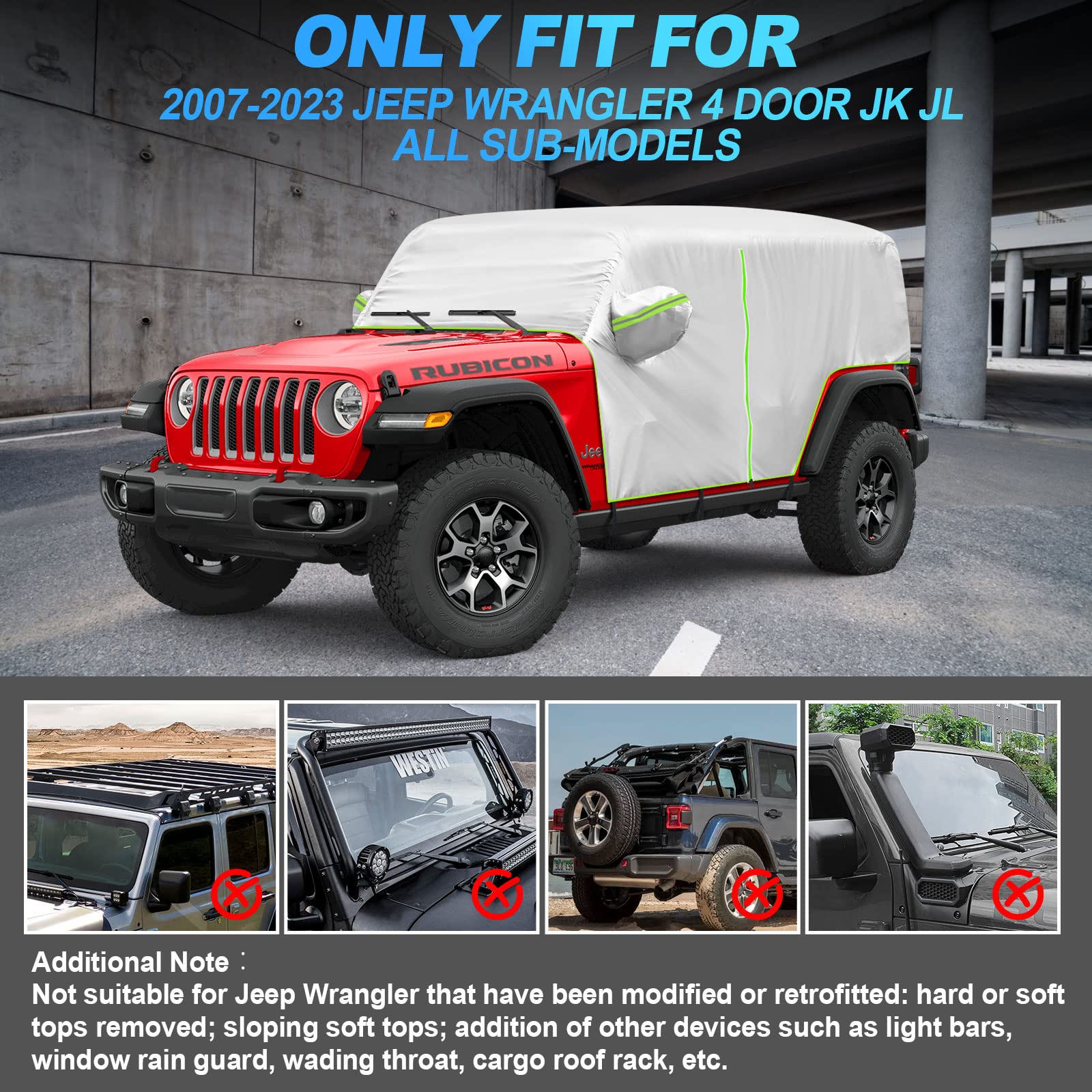 SUPAREE Jeep Cover SUPAREE Jeep Wrangler Cab Cover 4 Door for 2007-2023 JK JKU JL JLU Product description