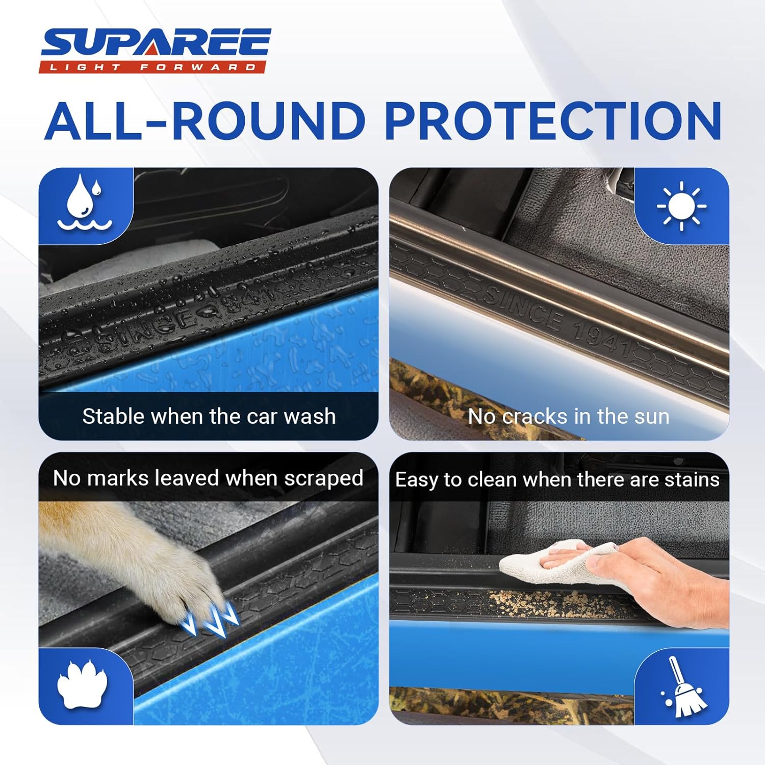 SUPAREE Jeep Door Sill Guards Suparee Jeep Door Sill Guards Kit with Logo 1941 for 1997-2006 Wrangler TJ 2-Door Product description