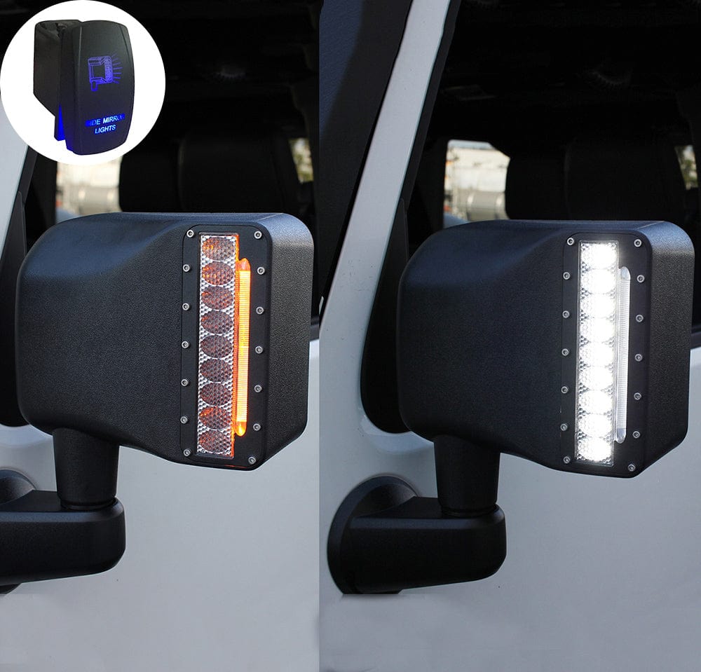 SUPAREE Jeep tu Jeep Side Mirrors with LED Spotlight Clear Lens for 2007-2018 Wrangler JK JKU Product description