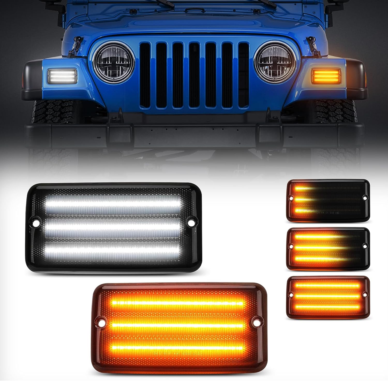 SUPAREE Jeep Turn Signal Lights Suparee Jeep LED Turn Signal Lights Sequential Amber for Wrangler TJ 1997-2006 Product description