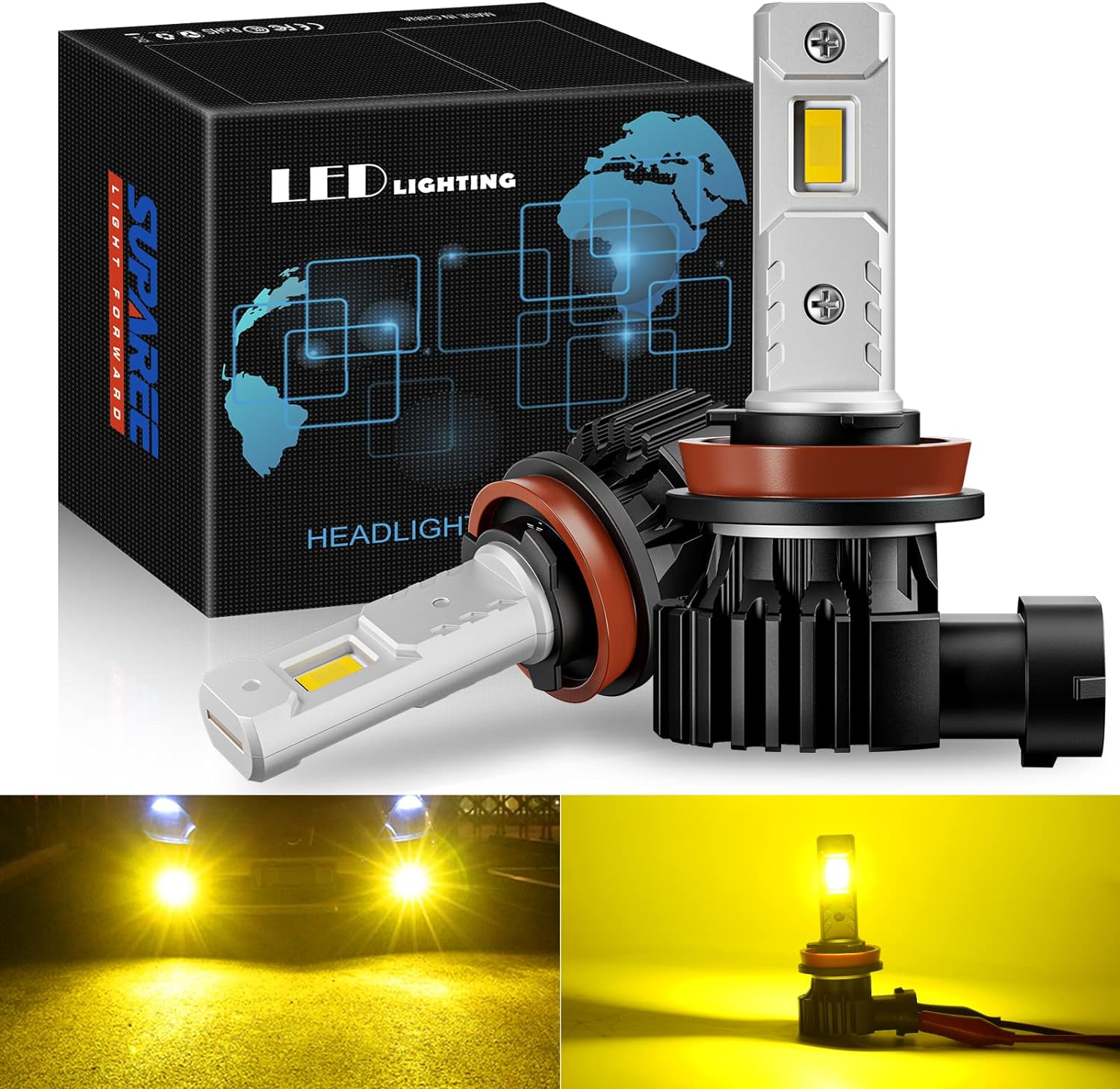 SUPAREE LED Fog Light Bulbs SUPAREE H11 H8 H16 LED Fog Light Bulbs with 3000K Amber Product description