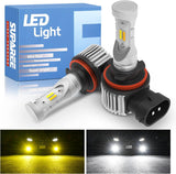 Ampoules de phares antibrouillard LED SUPAREE H11 H8 H9 avec lumière blanche 6500K et lumière jaune 3000K