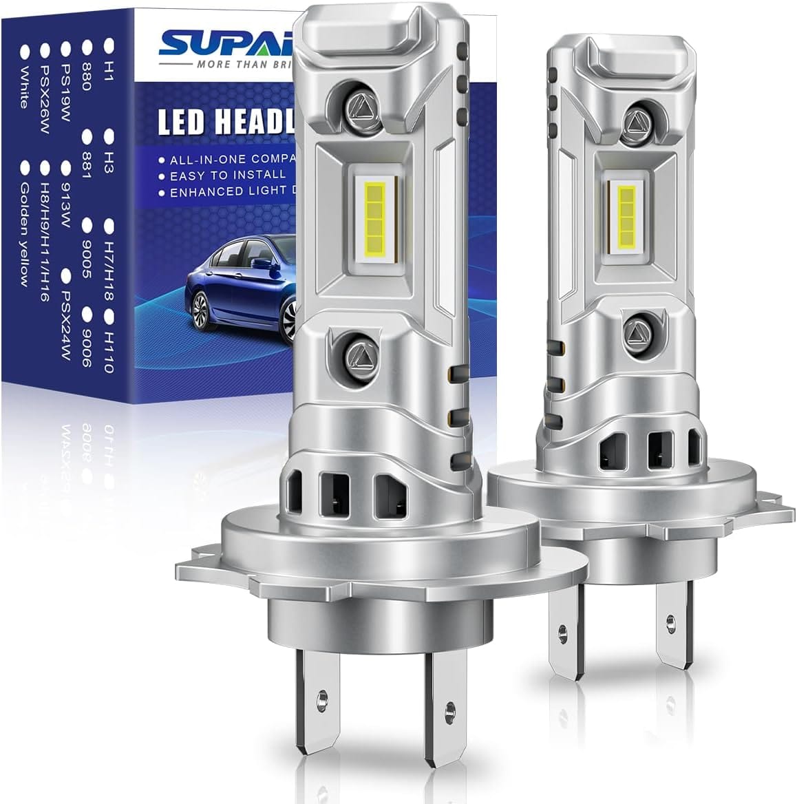 H7 LED Light Bulb 120W 24000LM 6500K Cool White — SUPAREE