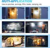 SUPAREE SUPAREE RV Exterior LED Light 800LM, 2 Color 12V RV LED Porch Light with Aluminum Base, LED Scene Lighting Fixture Kit Replacement for RVs Trailers Campers Boats Cars, 1 Pack(6500K White 3000K Amber) Product description