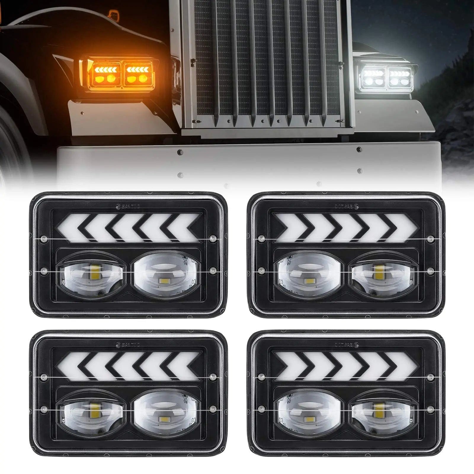 4x6 inch LED Headlights Hi/Lo Beam Halo DRL Turn Singal for Ford Probe Chevy with 4PCS SUPAREE