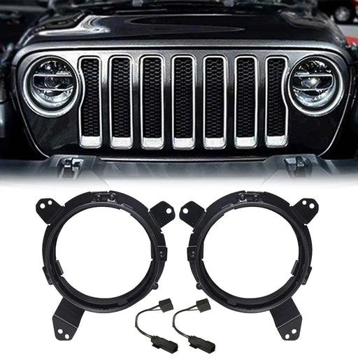 9" Jeep Headlight Bracket to 7'' Headlight with Adapters for Wrangler JL And Gladiator JT SUPAREE.COM