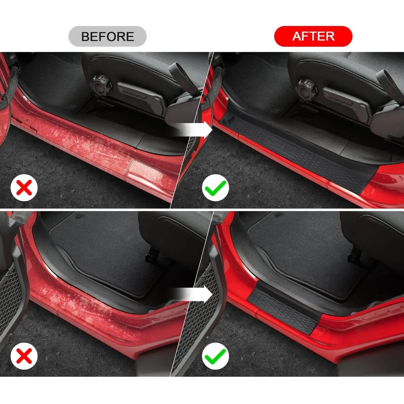 ETL INDUSTRIES Door Sill Guards For Jeep Wrangler JL JLU & Gladiator JT 4-Door (2018-2024) - Scratch Protection - View #13